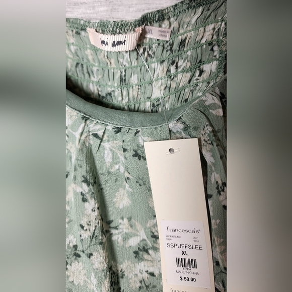 Mi Ami Francesca's XL Sage Green Floral Swing Mini Dress Stretch New - Picture 4 of 7